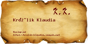 Králik Klaudia névjegykártya
